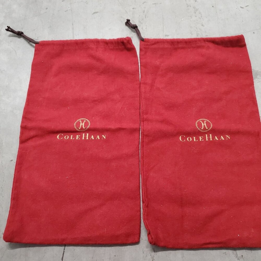 Cole Haan Red Felt Drawstring Shoe Bags Set Of 2 Cotton For Travel & Storage